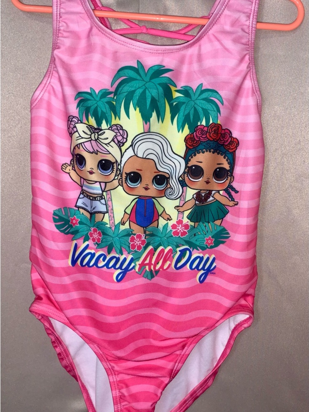 Girls Pink 'Vacay All Day' Swimsuit One-Piece LOL Dolls